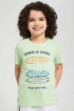 Load image into Gallery viewer, Redtag-Pale-Green-Shark-Embossed-T-Shirt-Graphic-T-Shirts-Boys-2 to 8 Years