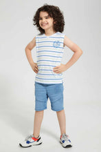 Load image into Gallery viewer, Redtag-White-Tiedye-Stripe-T-Shirt-Graphic-T-Shirts-Boys-2 to 8 Years