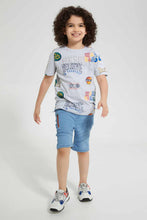 Load image into Gallery viewer, Redtag-Grey-Aop-Embossed-T-Shirt-Graphic-T-Shirts-Boys-2 to 8 Years