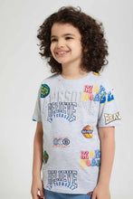 Load image into Gallery viewer, Redtag-Grey-Aop-Embossed-T-Shirt-Graphic-T-Shirts-Boys-2 to 8 Years