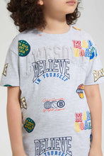 Load image into Gallery viewer, Redtag-Grey-Aop-Embossed-T-Shirt-Graphic-T-Shirts-Boys-2 to 8 Years