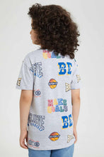 Load image into Gallery viewer, Redtag-Grey-Aop-Embossed-T-Shirt-Graphic-T-Shirts-Boys-2 to 8 Years