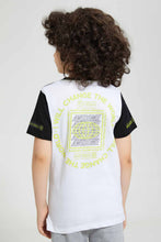 Load image into Gallery viewer, Redtag-Black-Paneled-Print-T-Shirt-Graphic-T-Shirts-Boys-2 to 8 Years