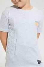 Load image into Gallery viewer, Redtag-Grey-Marl-Side-Embossed-T-Shirt-Graphic-T-Shirts-Boys-2 to 8 Years