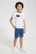 Load image into Gallery viewer, Redtag-White-Shoulder-Tape-T-Shirt-Graphic-T-Shirts-Boys-2 to 8 Years