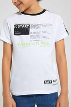 Load image into Gallery viewer, Redtag-White-Shoulder-Tape-T-Shirt-Graphic-T-Shirts-Boys-2 to 8 Years