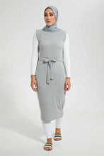 Load image into Gallery viewer, Redtag-Grey-Melange-Dress-Sleeveless-Dresses-Women's-