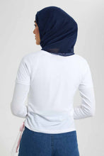 تنزيل الصورة على معرض الصور، Redtag-White-T-Shirt-Short-Sleeve-With-Center-Artwork-Side-Stripe-Tops-Women's-