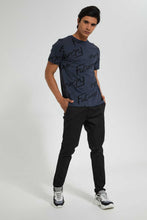 تنزيل الصورة على معرض الصور، Redtag-Dark-Grey-Printed-T-Shirt-All-Over-Prints-Men's-