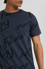 تنزيل الصورة على معرض الصور، Redtag-Dark-Grey-Printed-T-Shirt-All-Over-Prints-Men's-