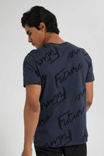 تنزيل الصورة على معرض الصور، Redtag-Dark-Grey-Printed-T-Shirt-All-Over-Prints-Men's-