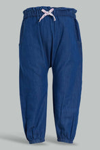 Load image into Gallery viewer, Redtag-Dark-Wash-Solid-Harem-Jean-Jeans-High-Rise-Infant-Girls-3 to 24 Months