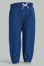 Load image into Gallery viewer, Redtag-Dark-Wash-Solid-Harem-Jean-Jeans-High-Rise-Infant-Girls-3 to 24 Months