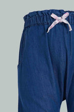 Load image into Gallery viewer, Redtag-Dark-Wash-Solid-Harem-Jean-Jeans-High-Rise-Infant-Girls-3 to 24 Months