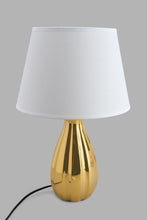 تنزيل الصورة على معرض الصور، Redtag-Gold-Textured-Base-Ceramic-Table-Lamp-Table-Lamps-Home-Decor-