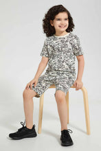 تنزيل الصورة على معرض الصور، Redtag-Beige-Splat-Aop-T-Shirt-And-Shorts-Set-Pyjama-Sets-Boys-2 to 8 Years