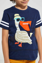 Load image into Gallery viewer, Redtag-Navy-Pelican-Flap-Pocket-T-Shirt-Embellished-T-Shirts-Boys-2 to 8 Years