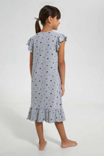 تنزيل الصورة على معرض الصور، Redtag-Grey-Melange-Nightshirt-With-Placement-Print-&-Aop-Nightshirts-Girls-2 to 8 Years