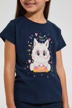 تنزيل الصورة على معرض الصور، Redtag-Navy-Girls-Printed-T-Shirt-Graphic-T-Shirts-Girls-2 to 8 Years