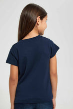 تنزيل الصورة على معرض الصور، Redtag-Navy-Girls-Printed-T-Shirt-Graphic-T-Shirts-Girls-2 to 8 Years
