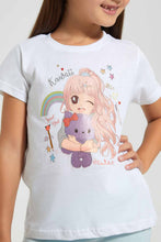 تنزيل الصورة على معرض الصور، Redtag-White-Girls-Printed-T-Shirt-Graphic-T-Shirts-Girls-2 to 8 Years