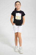 تنزيل الصورة على معرض الصور، Redtag-Black-Girls-Printed-T-Shirt-Graphic-T-Shirts-Girls-2 to 8 Years
