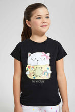 تنزيل الصورة على معرض الصور، Redtag-Black-Girls-Printed-T-Shirt-Graphic-T-Shirts-Girls-2 to 8 Years