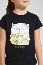 تنزيل الصورة على معرض الصور، Redtag-Black-Girls-Printed-T-Shirt-Graphic-T-Shirts-Girls-2 to 8 Years
