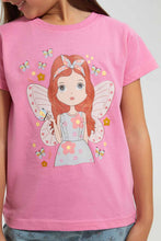 تنزيل الصورة على معرض الصور، Redtag-Fuchsia-Girls-Printed-T-Shirt-Graphic-T-Shirts-Girls-2 to 8 Years