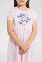 تنزيل الصورة على معرض الصور، Redtag-Pink-Printed-Mesh-Bottom-Dress-Dresses-Girls-2 to 8 Years