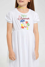 تنزيل الصورة على معرض الصور، Redtag-White-Printed-Mesh-Bottom-Dress-Dresses-Girls-2 to 8 Years