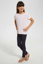 Load image into Gallery viewer, Redtag-Navy-Girls-Legging-With-Stripe-At-Side-Seam-Leggings-Girls-2 to 8 Years