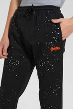 تنزيل الصورة على معرض الصور، Redtag-Black-Bsr-Splatter-Active-Pant-Joggers-Senior-Boys-9 to 14 Years