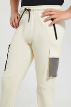 Load image into Gallery viewer, Redtag-Off-White-Bsr-Mesh-Cargo-Active-Pant-Joggers-Senior-Boys-9 to 14 Years