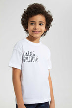 تنزيل الصورة على معرض الصور، Redtag-White-Oversized-T-Shirt-Graphic-T-Shirts-Boys-2 to 8 Years