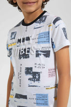 Load image into Gallery viewer, Redtag-White-Embossed-City-Print-T-Shirt-Graphic-T-Shirts-Boys-2 to 8 Years