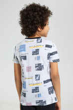 Load image into Gallery viewer, Redtag-White-Embossed-City-Print-T-Shirt-Graphic-T-Shirts-Boys-2 to 8 Years