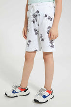 تنزيل الصورة على معرض الصور، Redtag-White-Palm-Print-Short-Active-Shorts-Boys-2 to 8 Years