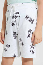 تنزيل الصورة على معرض الصور، Redtag-White-Palm-Print-Short-Active-Shorts-Boys-2 to 8 Years