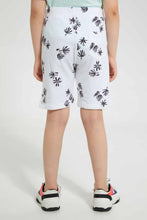 تنزيل الصورة على معرض الصور، Redtag-White-Palm-Print-Short-Active-Shorts-Boys-2 to 8 Years