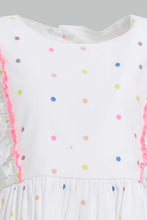 Load image into Gallery viewer, Redtag-White-Printed-Polka-Dot-Dress-With-Frills-Dresses-Infant-Girls-3 to 24 Months