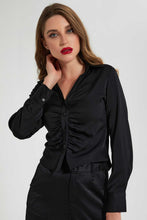 Load image into Gallery viewer, Redtag-Black-Button-Front-Collared-Blouse-Blouses-Women's-