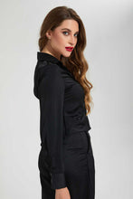 Load image into Gallery viewer, Redtag-Black-Button-Front-Collared-Blouse-Blouses-Women's-
