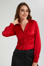 Load image into Gallery viewer, Redtag-Beige-Button-Front-Collared-Blouse-Blouses-Women's-