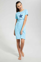 Load image into Gallery viewer, Redtag-Lt-Blue-Ruffled-Sleeve-NightShirt-Nightshirts-Senior-Girls-9 to 14 Years