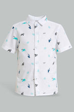 Load image into Gallery viewer, Redtag-White-Dino-Short-Sleeve-Poplin-Shirt-Casual-Shirts-Infant-Boys-3 to 24 Months