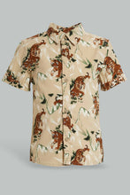 Load image into Gallery viewer, Redtag-Beige-Tiger-Printed-Short-Sleeve-Shirt-Casual-Shirts-Infant-Boys-3 to 24 Months