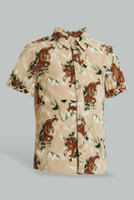 Load image into Gallery viewer, Redtag-Beige-Tiger-Printed-Short-Sleeve-Shirt-Casual-Shirts-Infant-Boys-3 to 24 Months