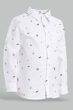 Load image into Gallery viewer, Redtag-White-Music-Allover-Printed-Long-Sleeve-Shirt-Casual-Shirts-Infant-Boys-3 to 24 Months