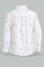 Load image into Gallery viewer, Redtag-White-Music-Allover-Printed-Long-Sleeve-Shirt-Casual-Shirts-Infant-Boys-3 to 24 Months
